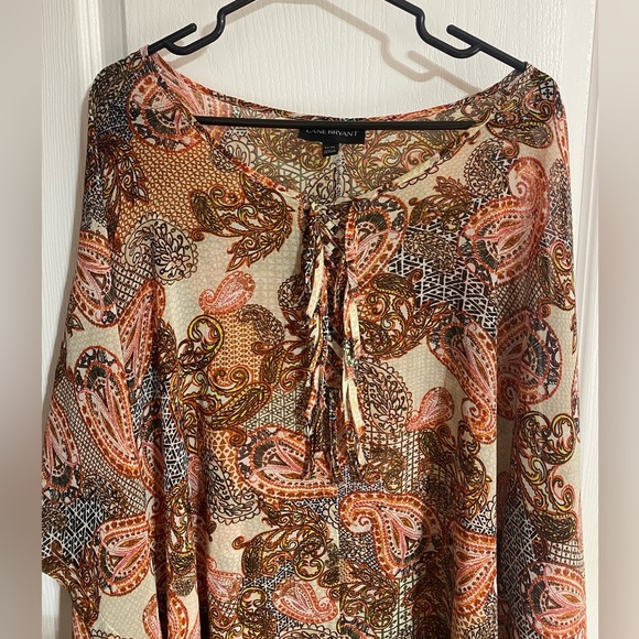 Lane Bryant Paisley Boho Coastal Lightweight Blouse Size 22/24 - Picture 4 of 10